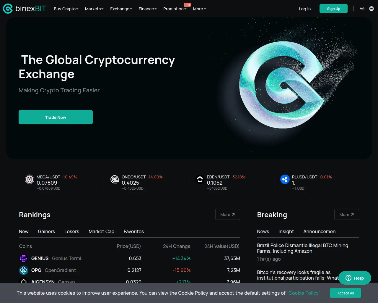 Screenshot of binexbit.com