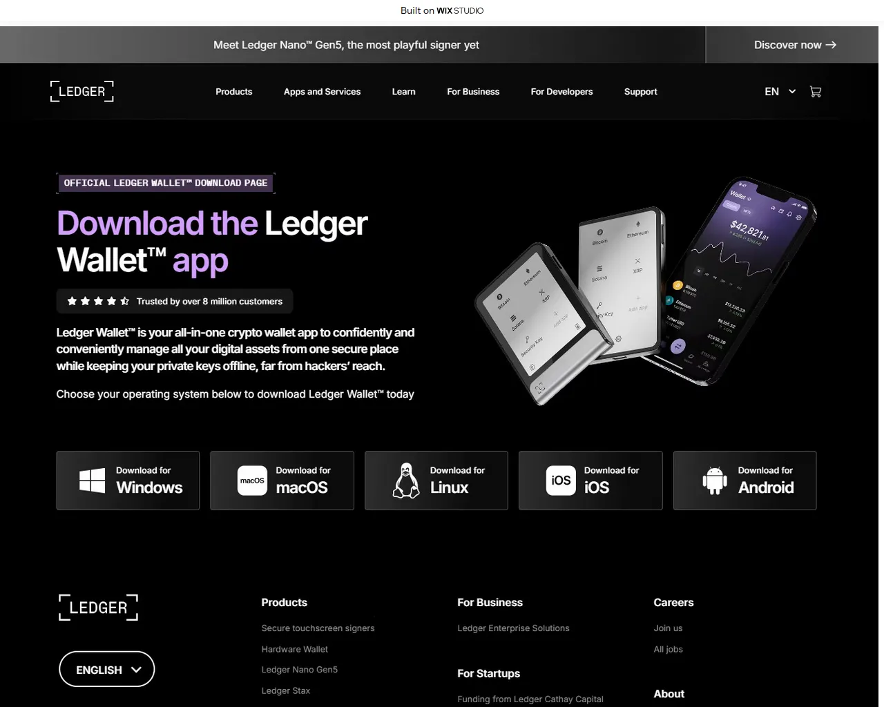 Screenshot of iostartledger.wixstudio.com