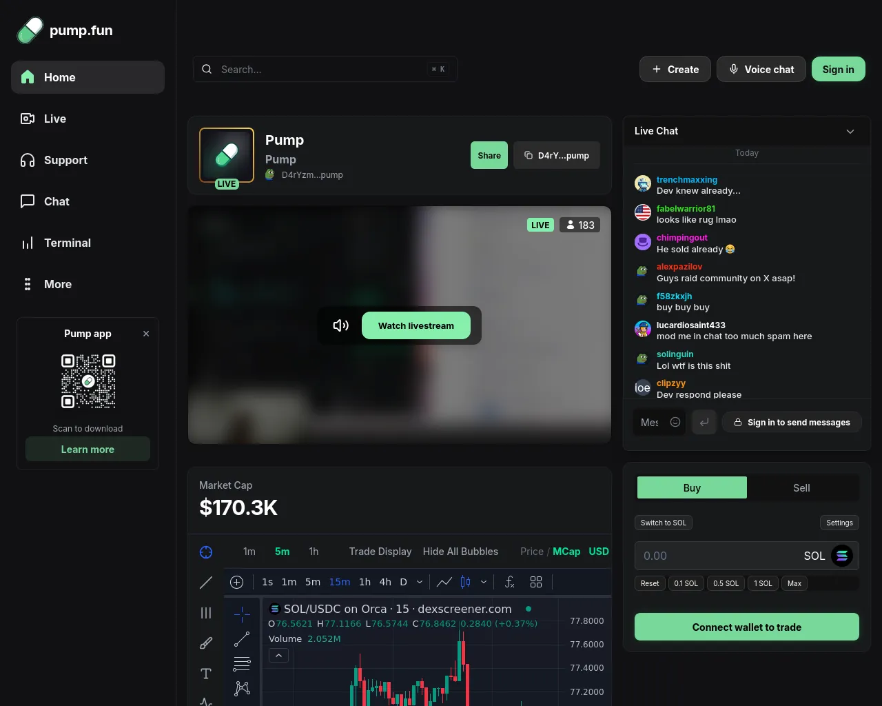 Screenshot of pumpstreamers.xyz