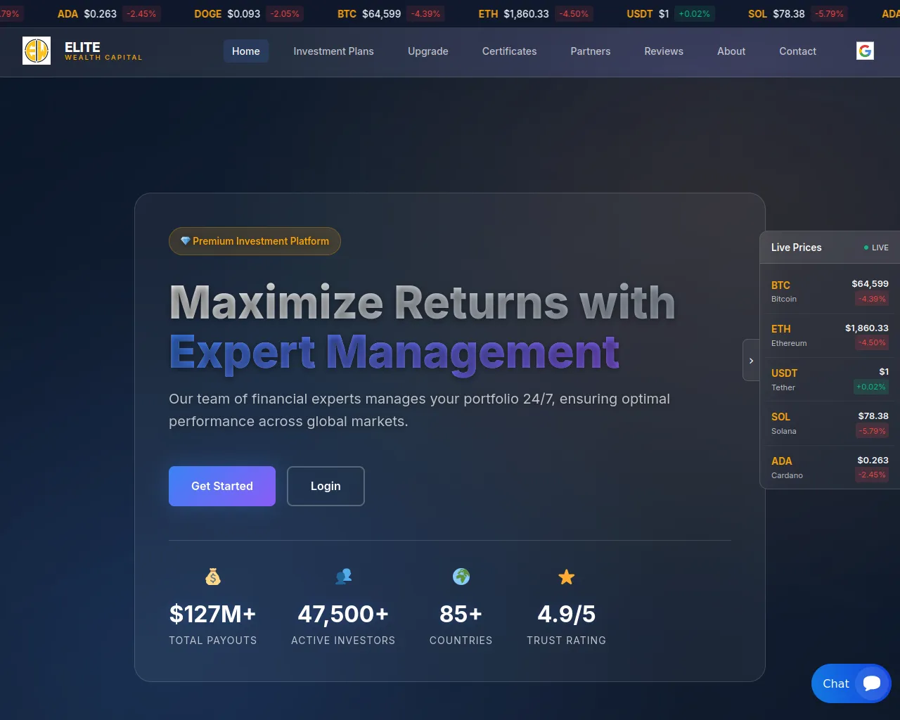 Screenshot of elite-wealth-capita.com