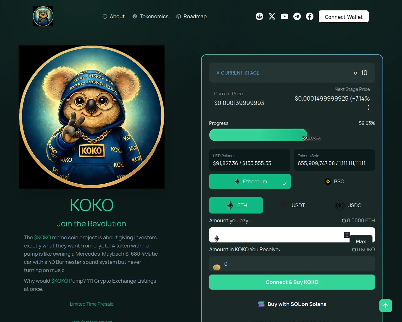 Screenshot of eth.kokopresale.com
