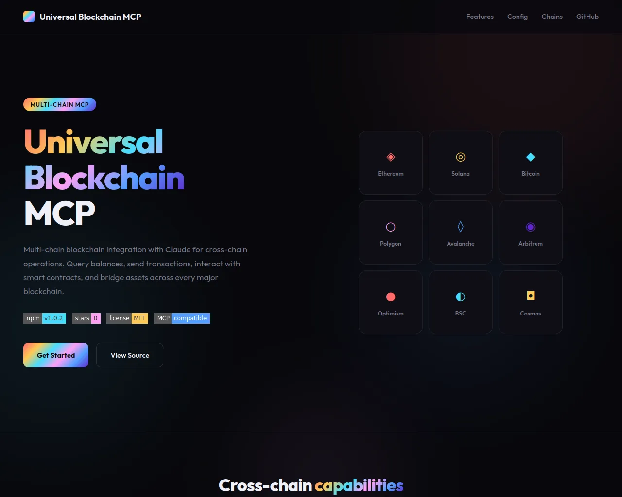 Screenshot of universal-blockchain-mcp.pages.dev