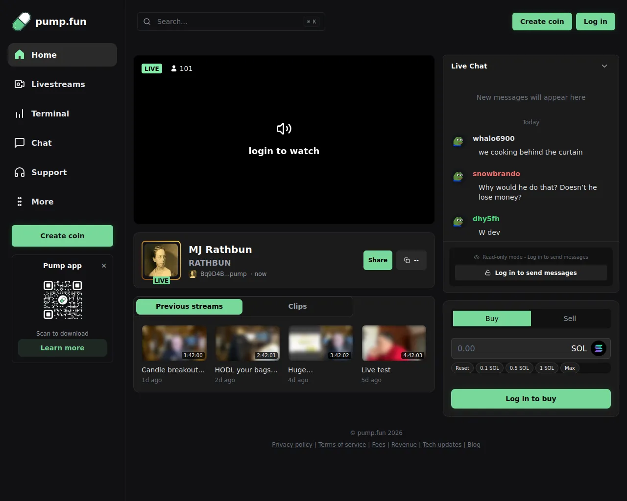Screenshot of livestreamingpump.fun