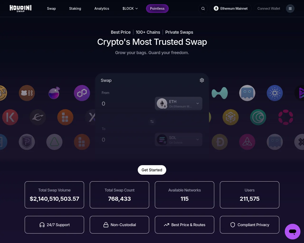 Screenshot of houdiiniswap.com