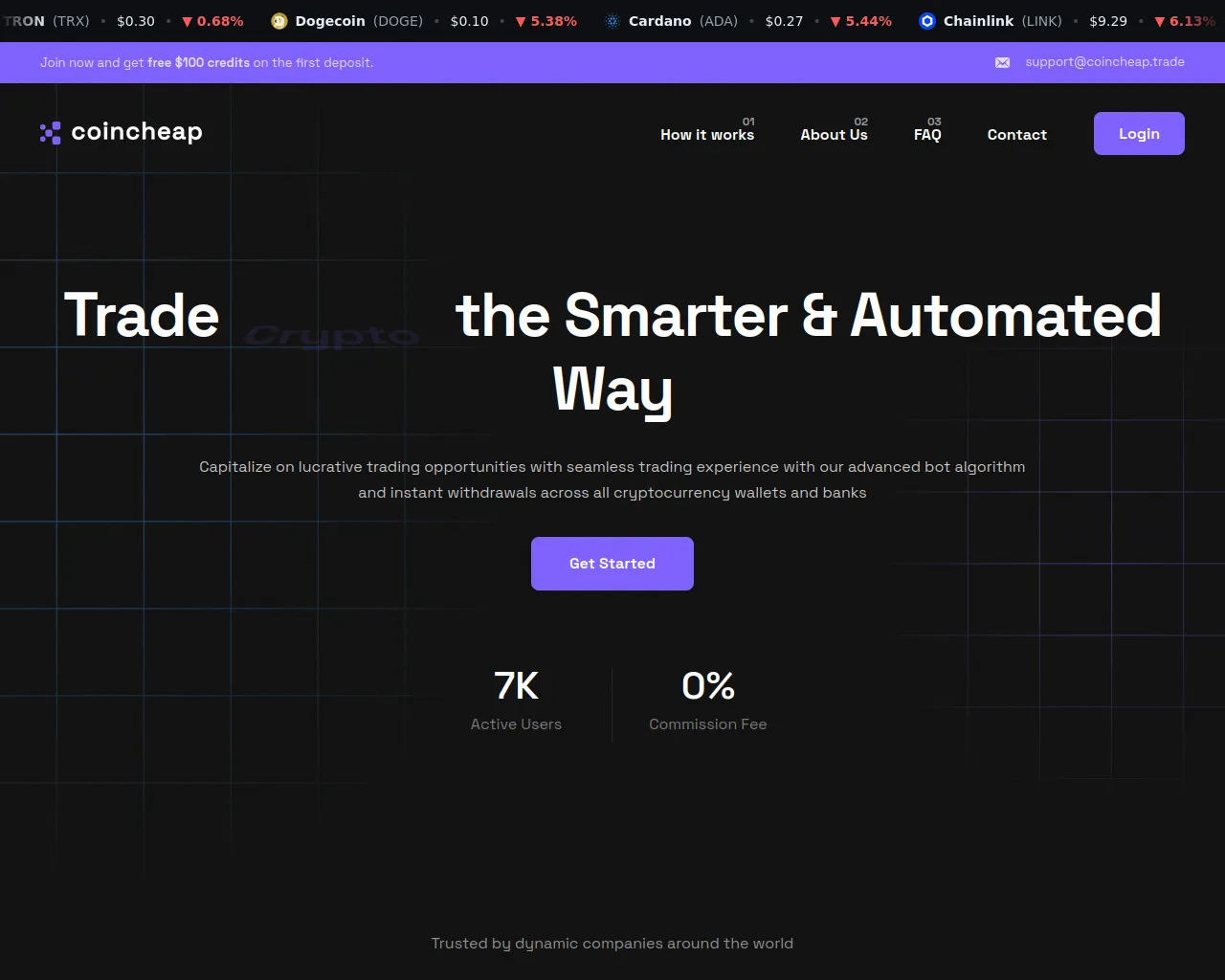 Screenshot of coincheap.trade