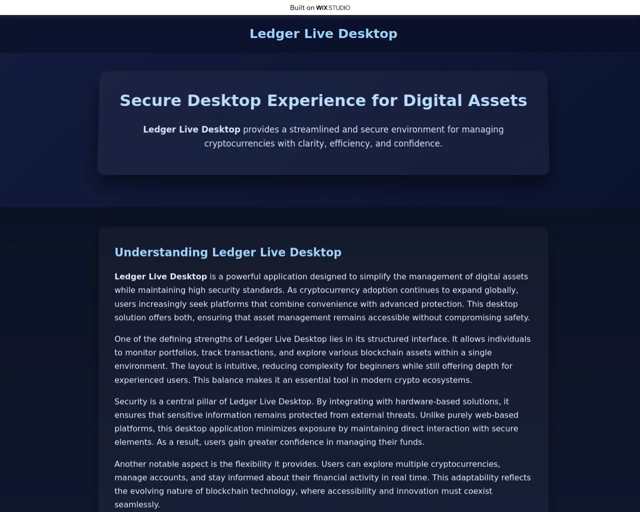 Screenshot of open-livedesktop.wixstudio.com