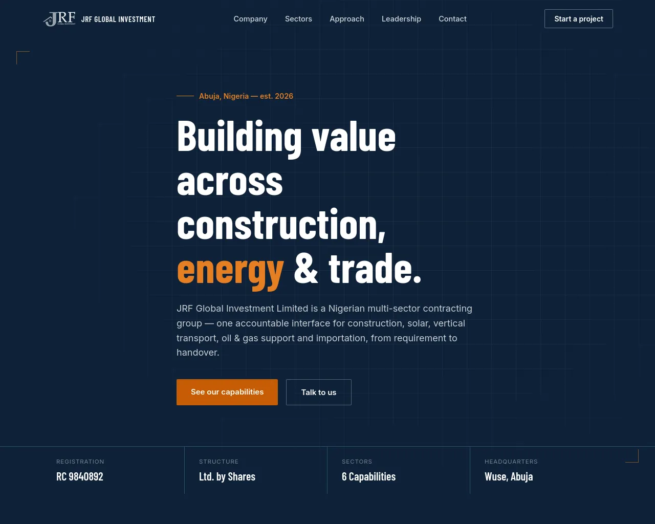 Screenshot of jrfglobals.com