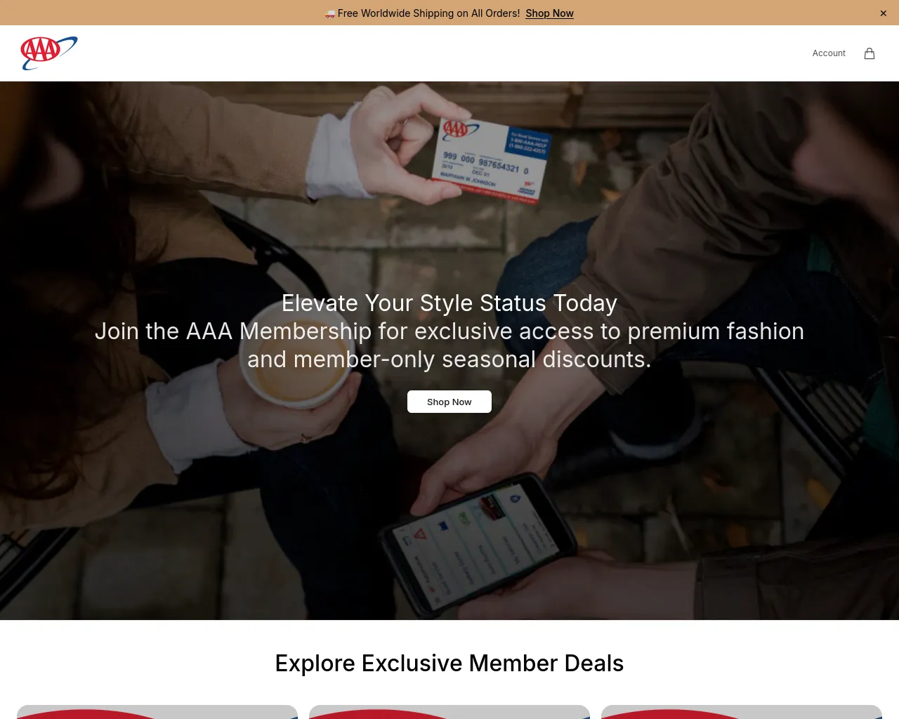 Screenshot of aaamembershipoffersdirect.shop