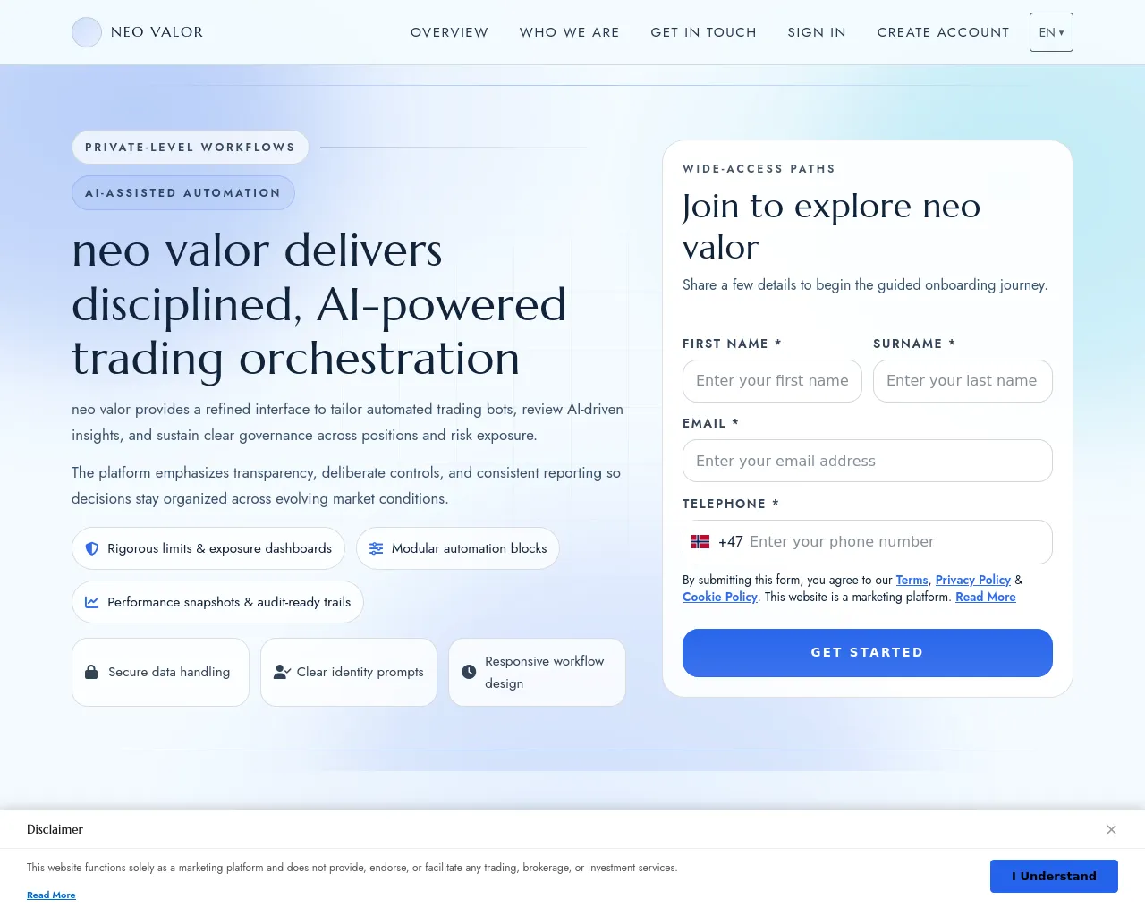 Screenshot of neovalor.digital