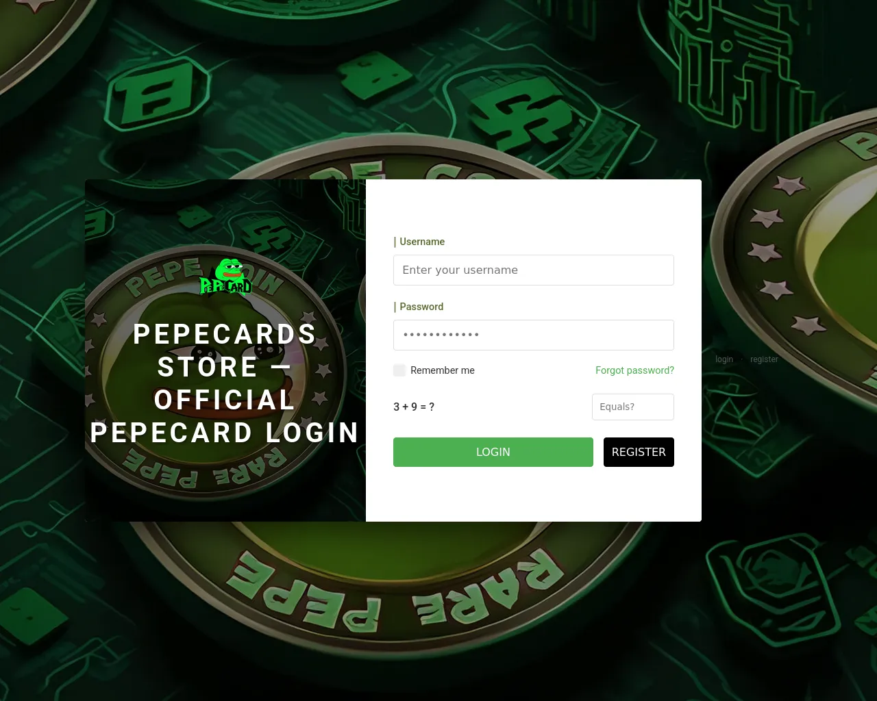 Screenshot of pepecc.shop