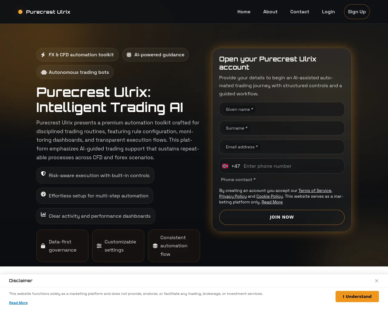 Screenshot of purecrest-ulrix-solution.com