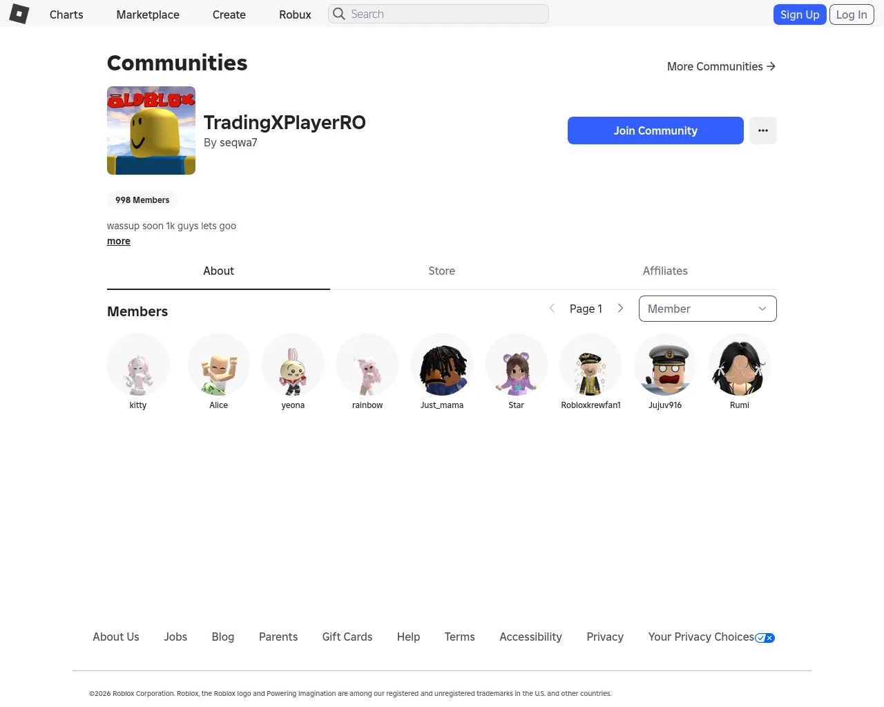 Screenshot of roblox.com.mu