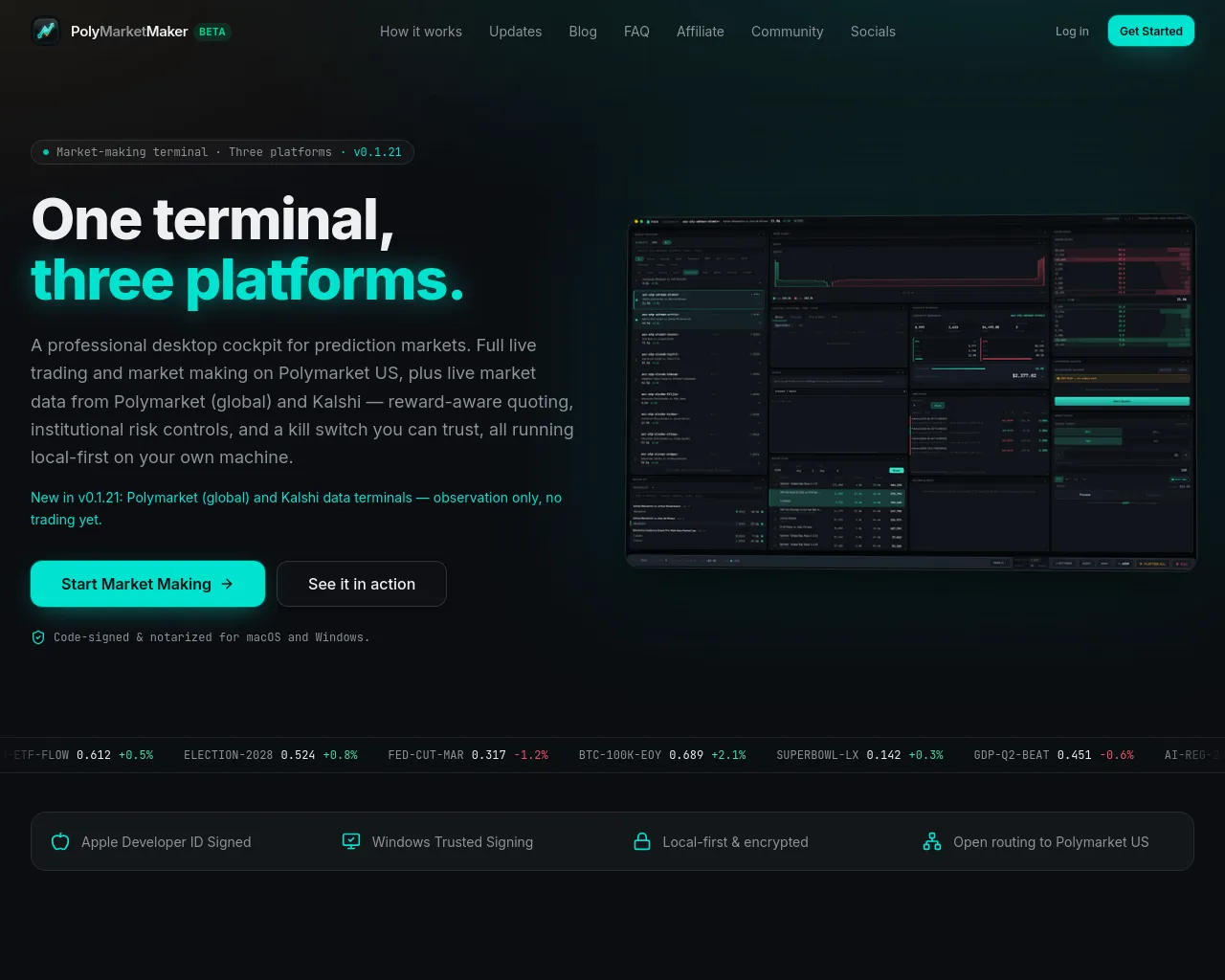 Screenshot of polymarketmaker.io