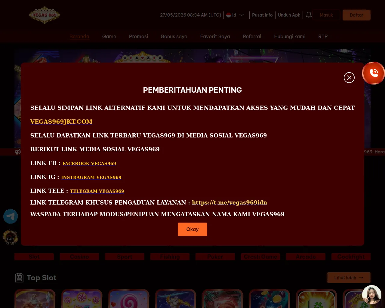Screenshot of vegas969jkt.com