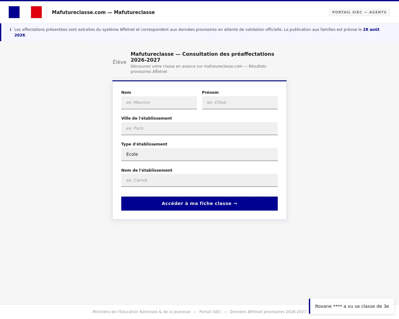 Screenshot of mafutureclasse.com