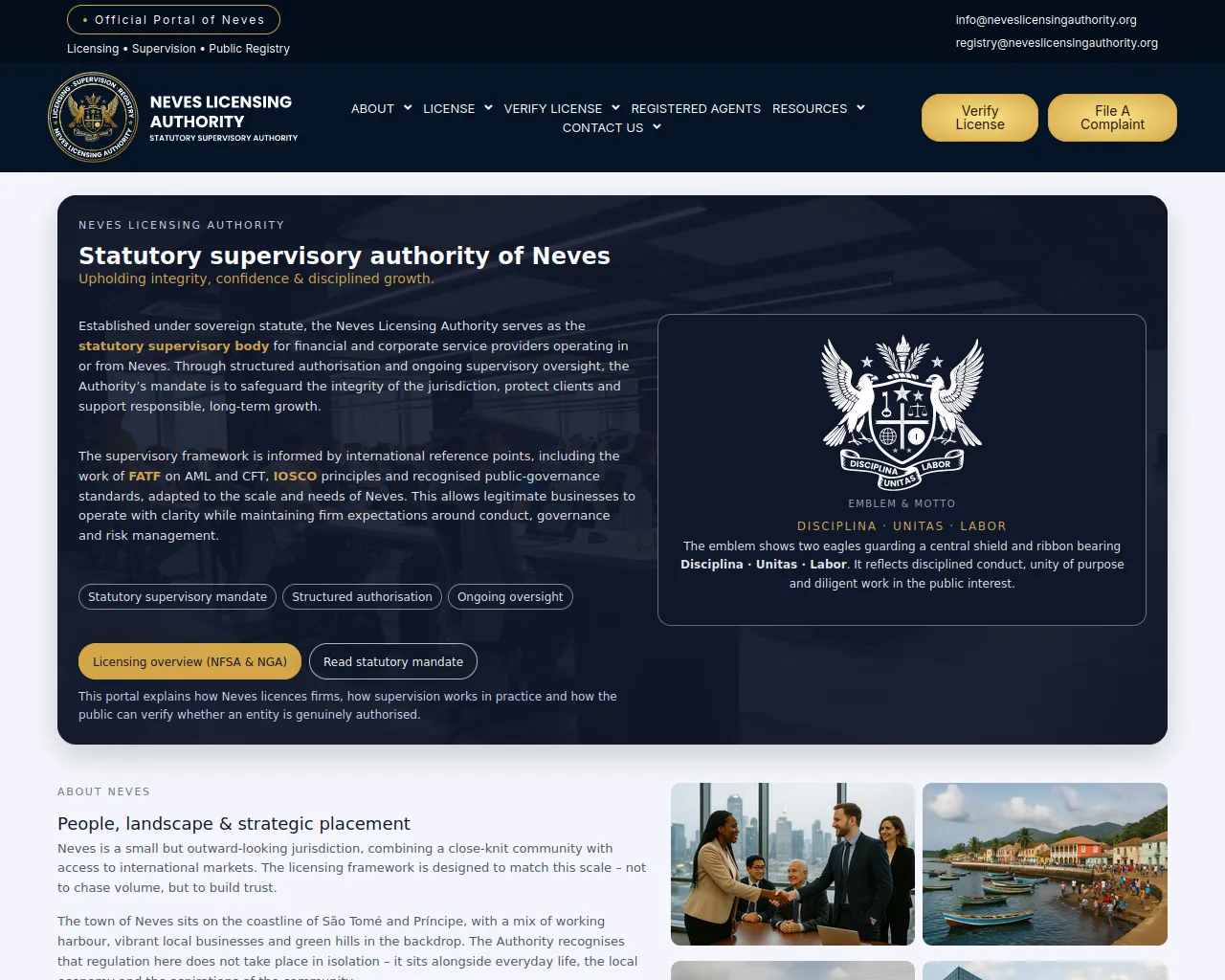 Screenshot of neveslicensingauthority.org