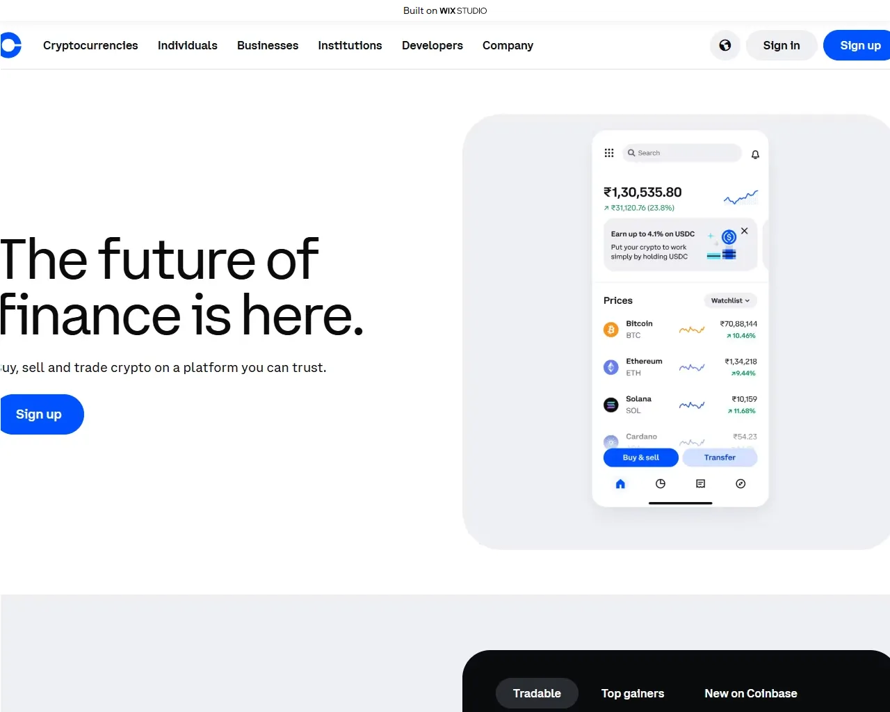 Screenshot of hub-coinbaze.wixstudio.com