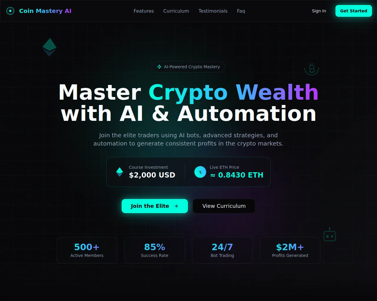 Screenshot of coinmasteryai.com