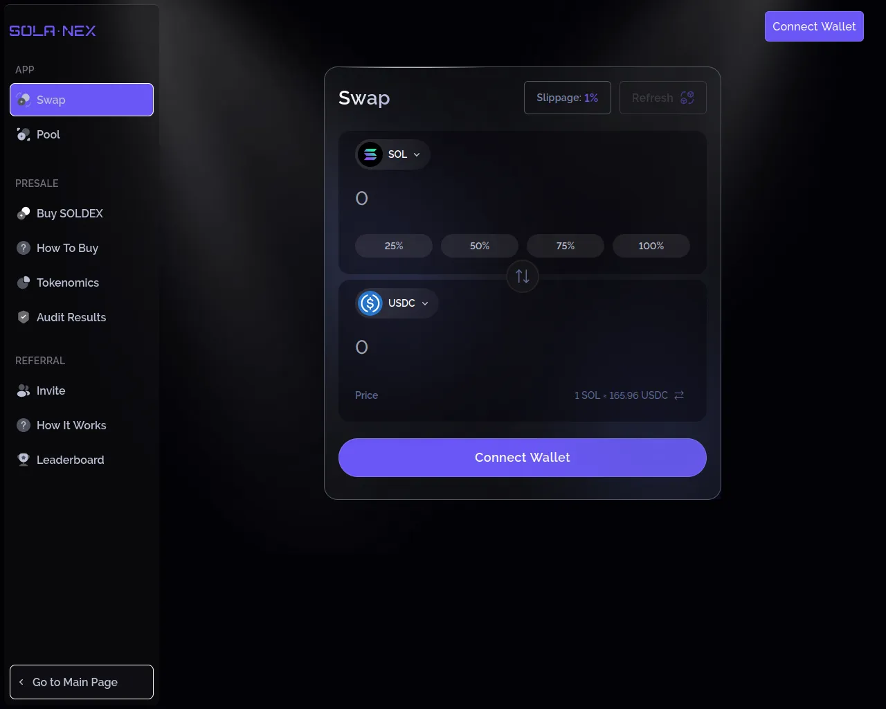 Screenshot of solanex.ai