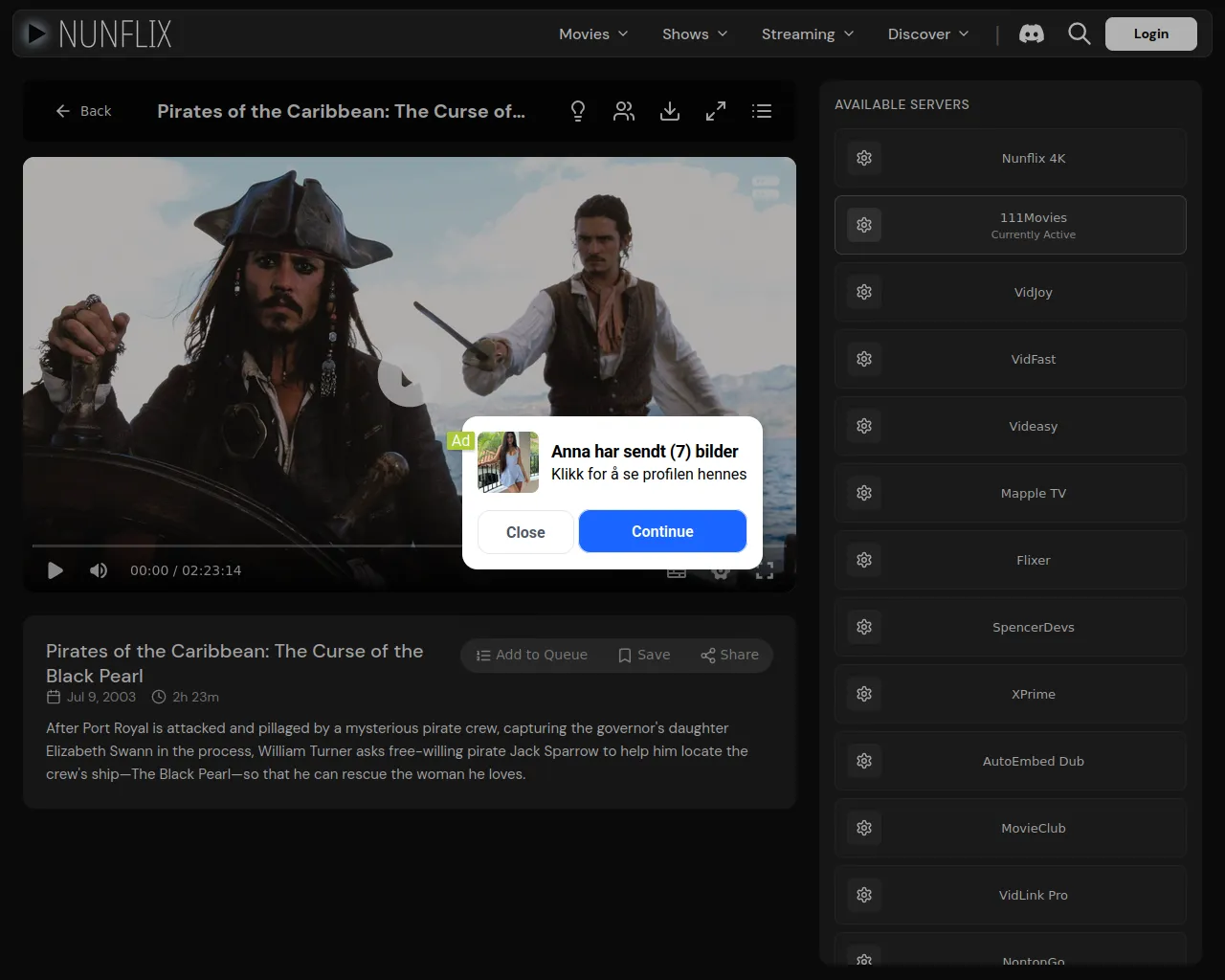 Screenshot of nunflix.org