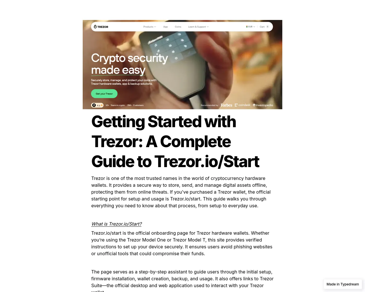 Screenshot of begin-trezor-start-io-cdn.typedream.app