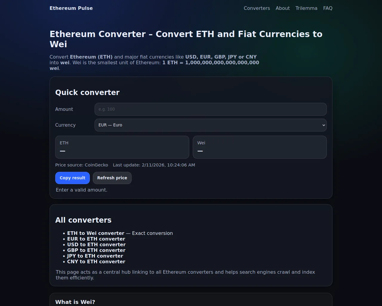 Screenshot of ethereum-pulse.live
