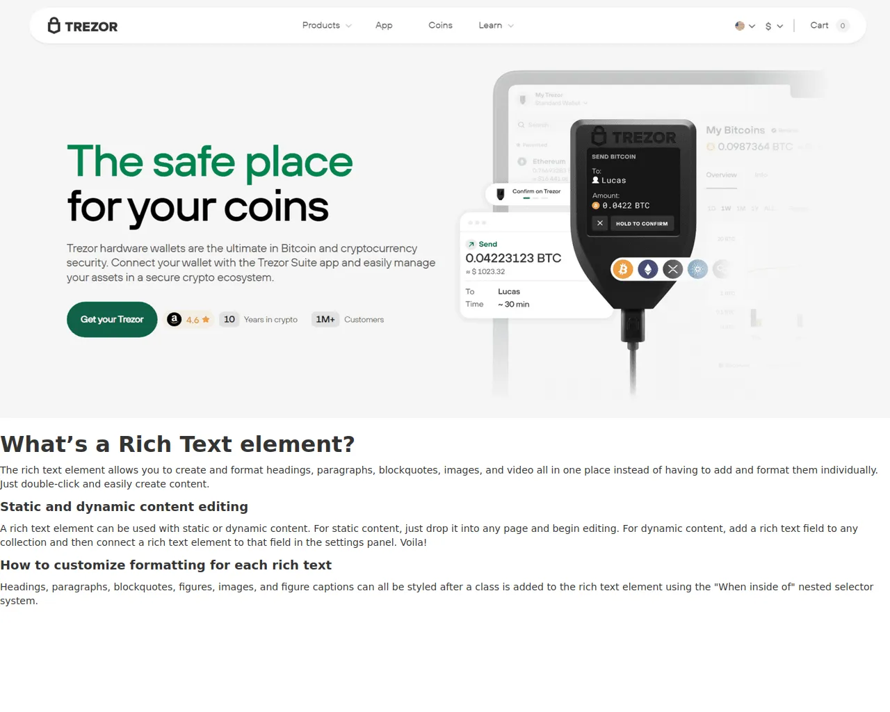 Screenshot of ttrezorr-llet.webflow.io