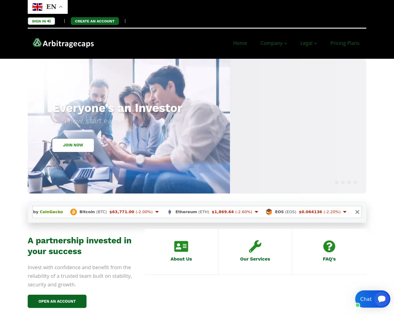 Screenshot of arbitragecaps.com