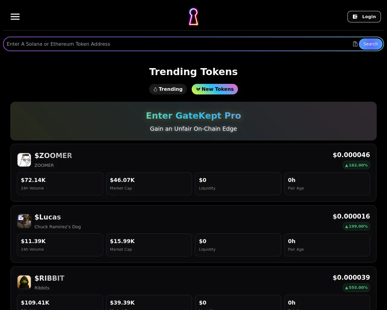 Screenshot of gatekept.io