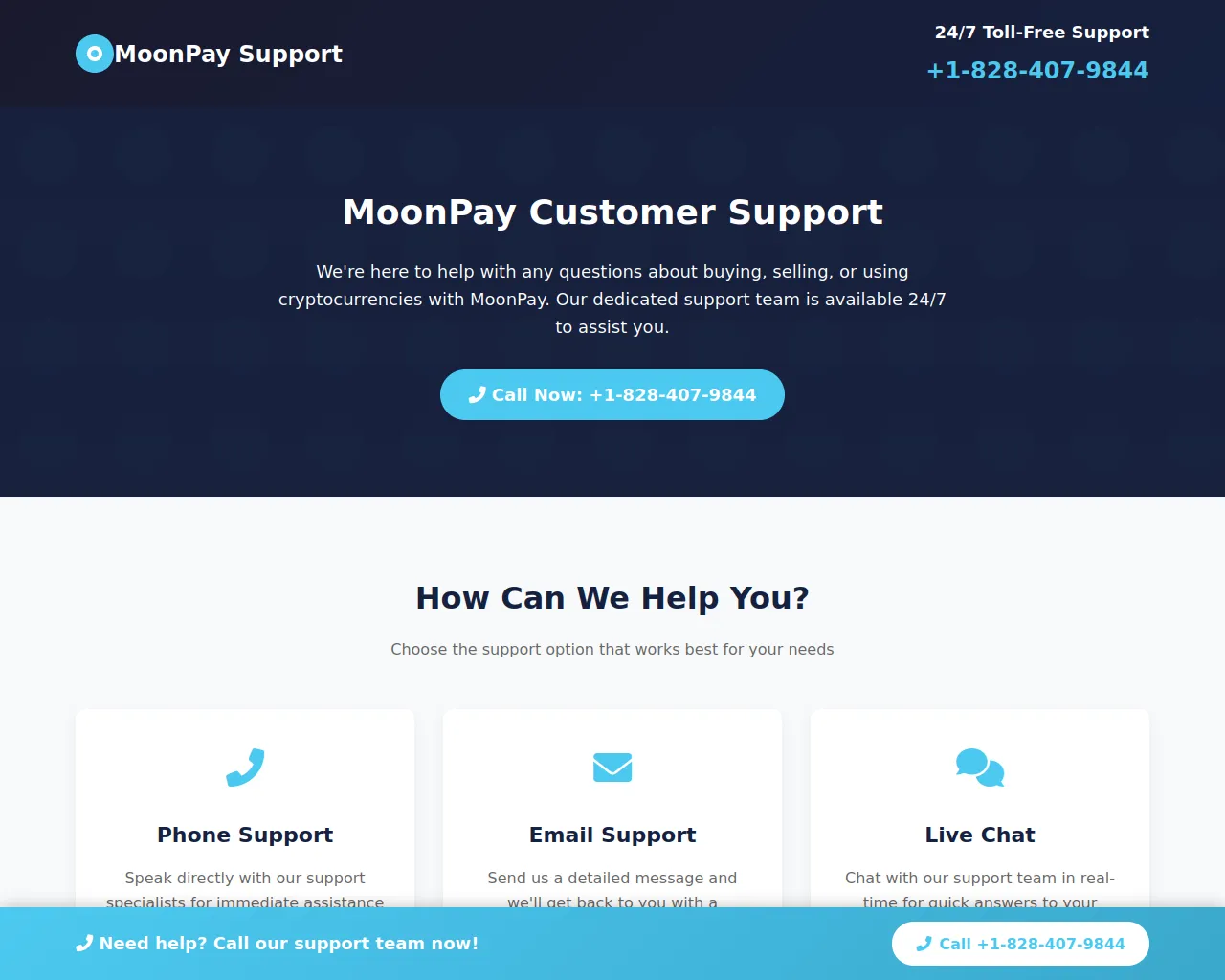 Screenshot of moonpay-support-care.netlify.app