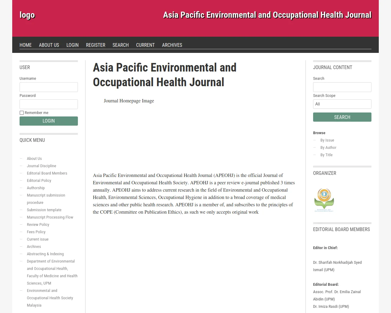 Screenshot of apeohjournal.org