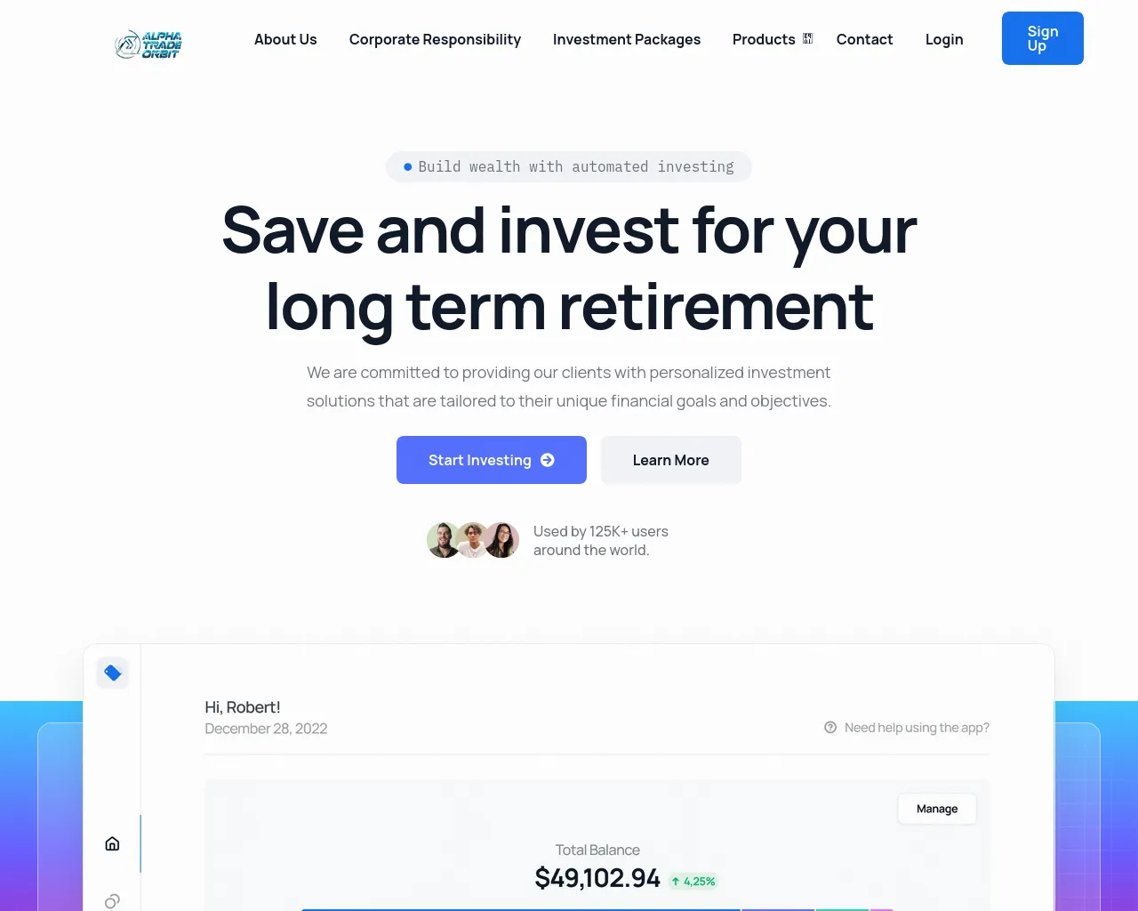 Screenshot of alphatradeorbits.com