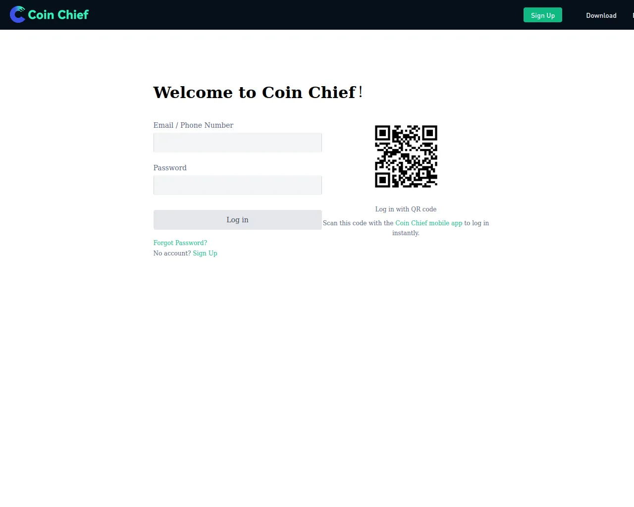 Screenshot of coinchief-login.com