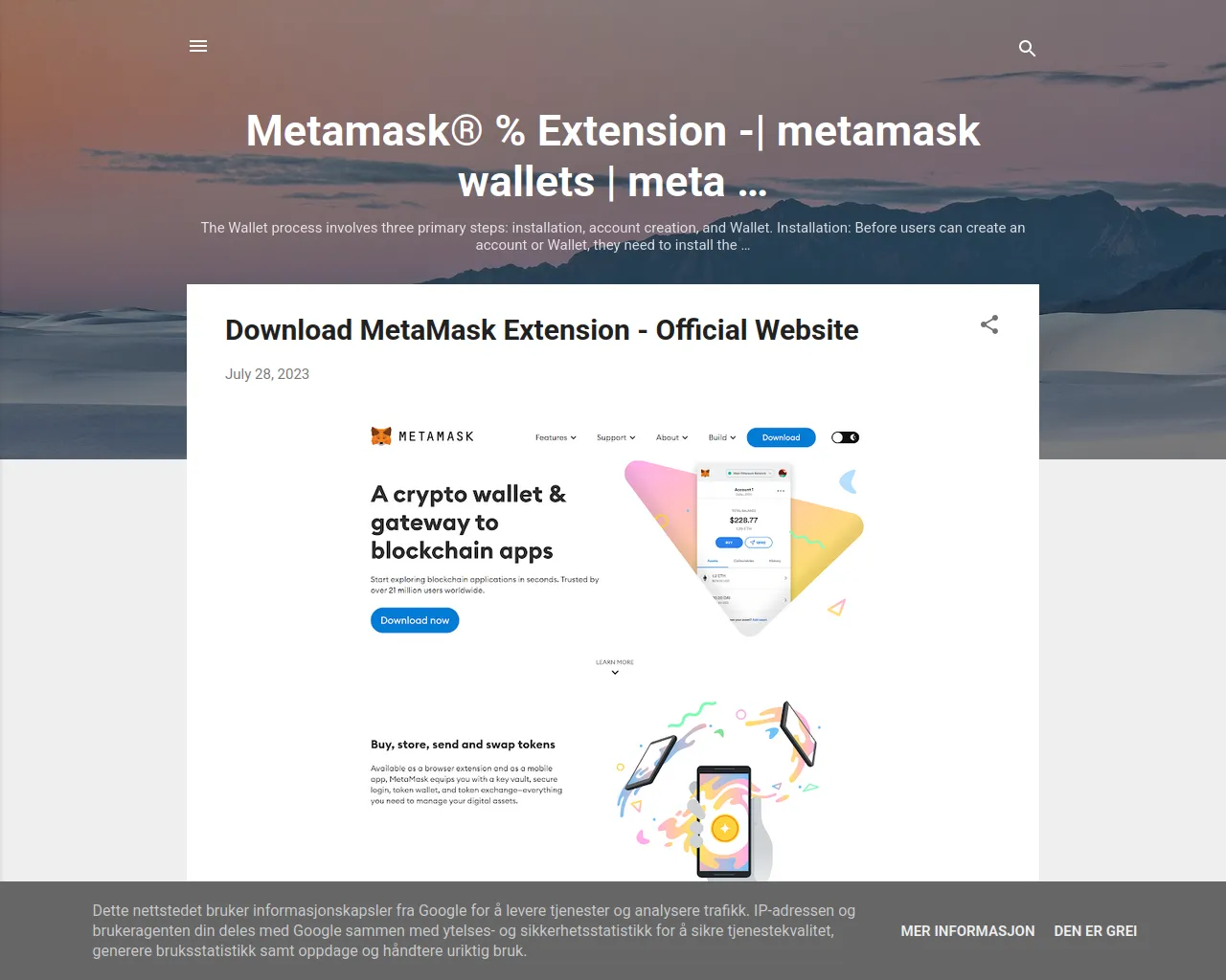 Screenshot of metamaskextensuon.blogspot.com