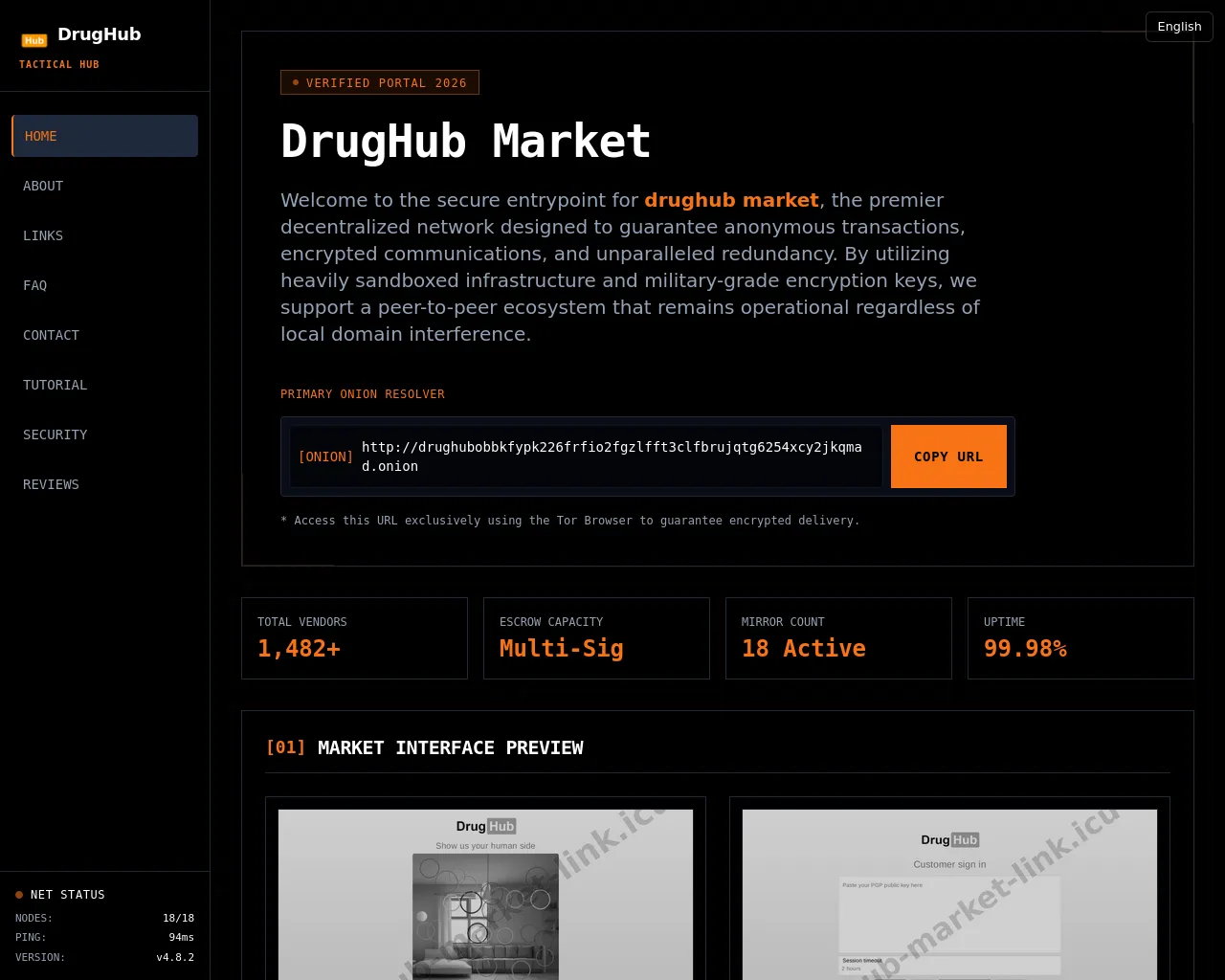 Screenshot of drughub-market-link.icu