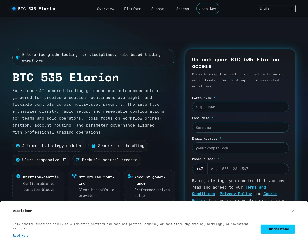 Screenshot of btc-535-elarionsoftware.com