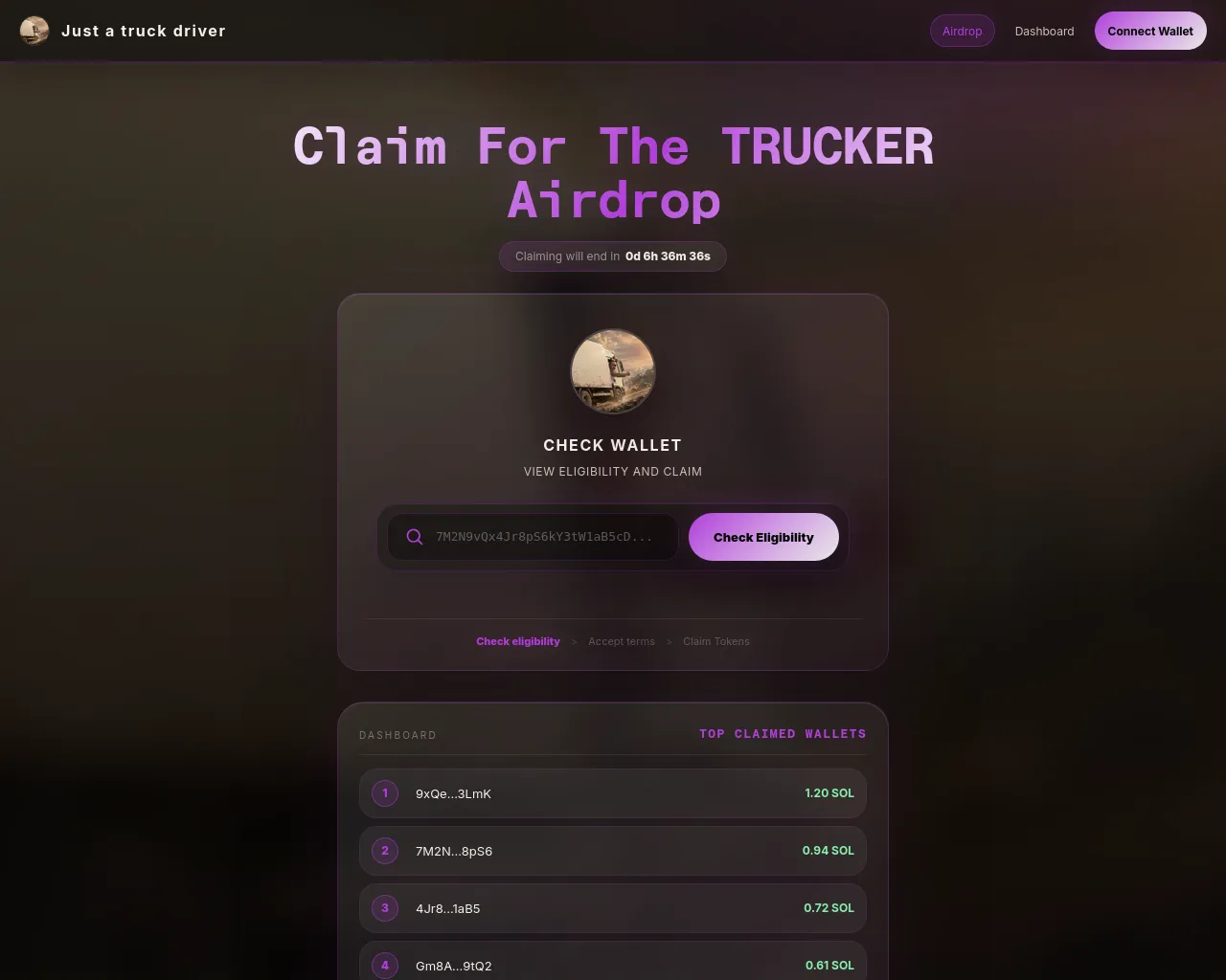 Screenshot of trucker.solcheck-gb.lol