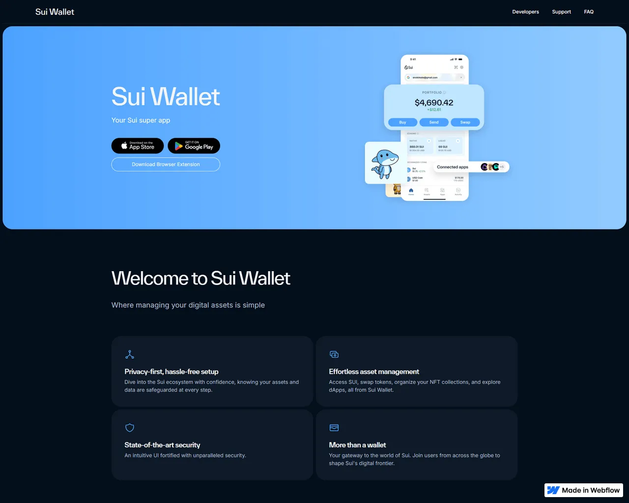 Screenshot of suiet-vallet.webflow.io