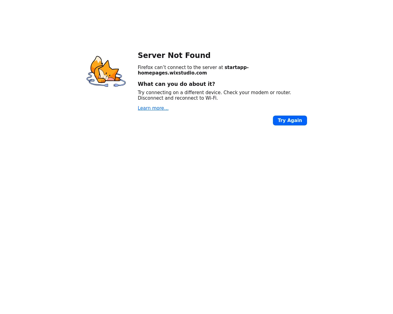 Screenshot of startapp-homepages.wixstudio.com
