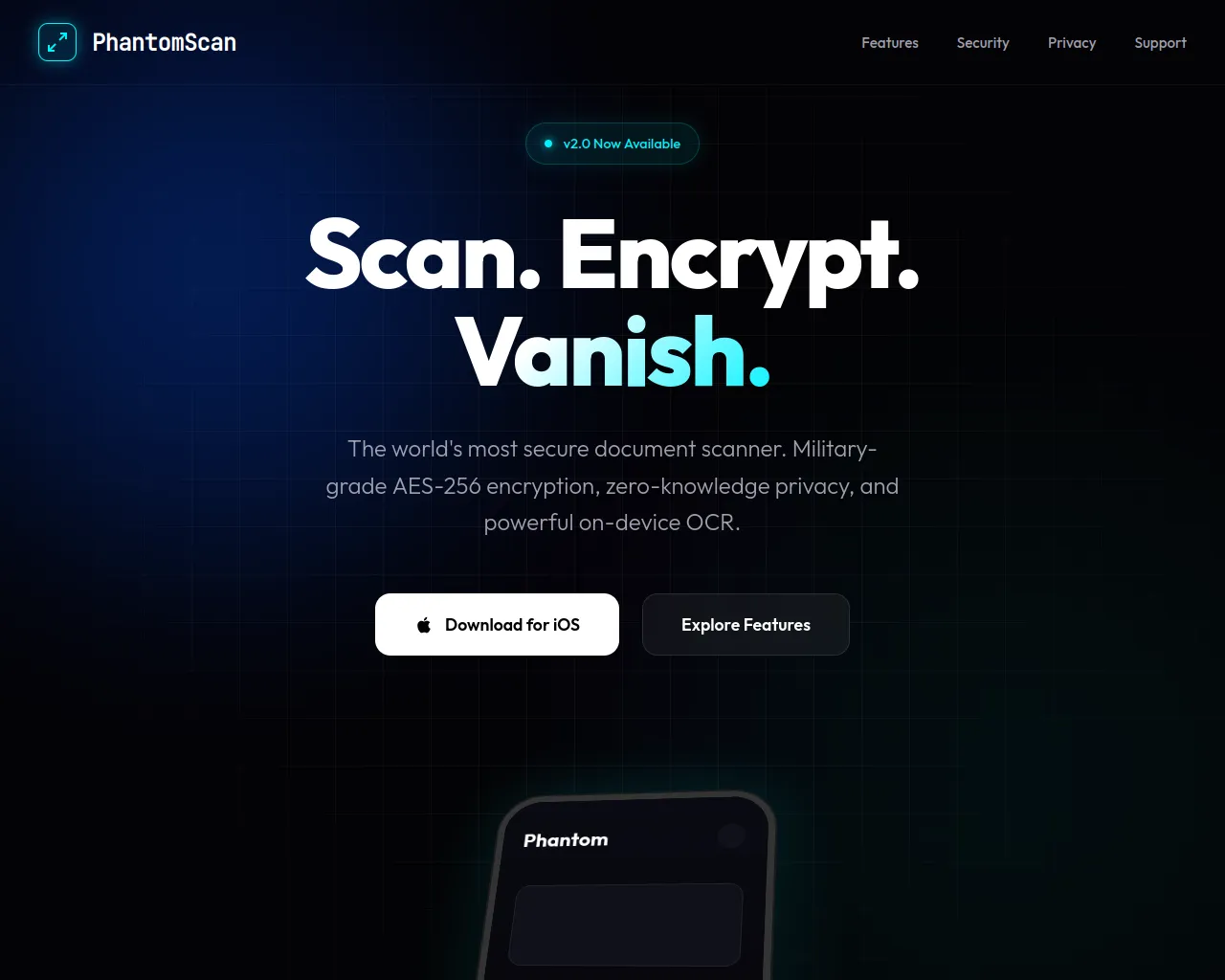 Screenshot of phantomscan.org