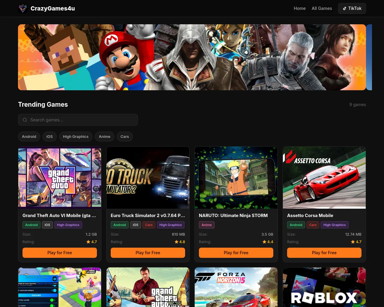 Screenshot of crazygames4u.info