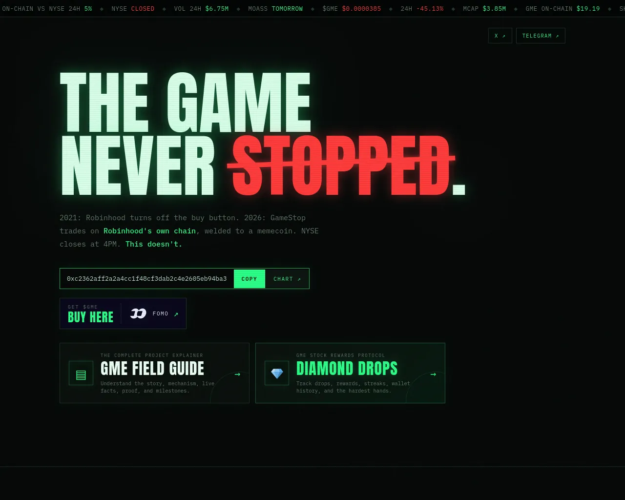 Screenshot of thegameneverstopped.com