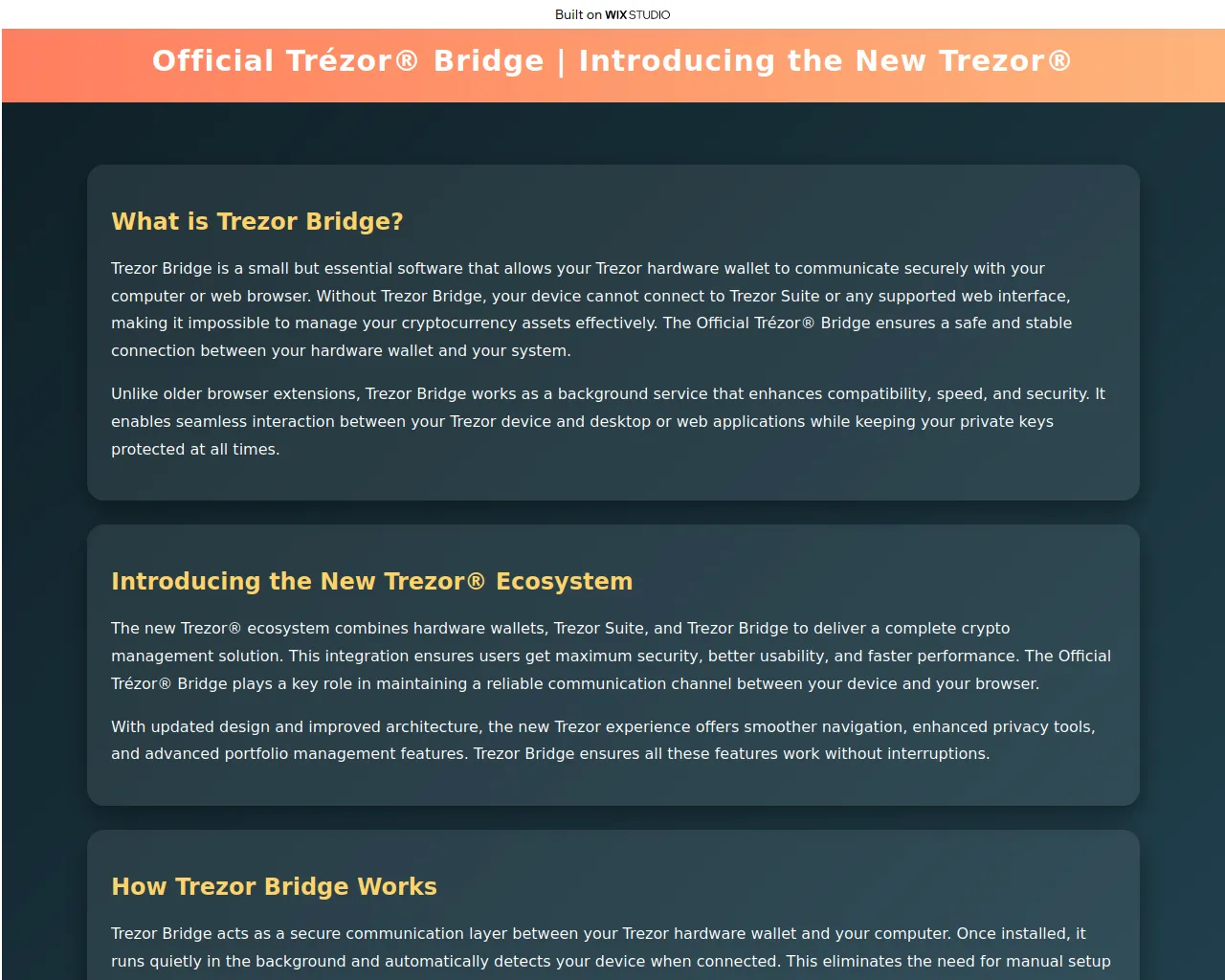 Screenshot of intro-bridge-tretr.wixstudio.com