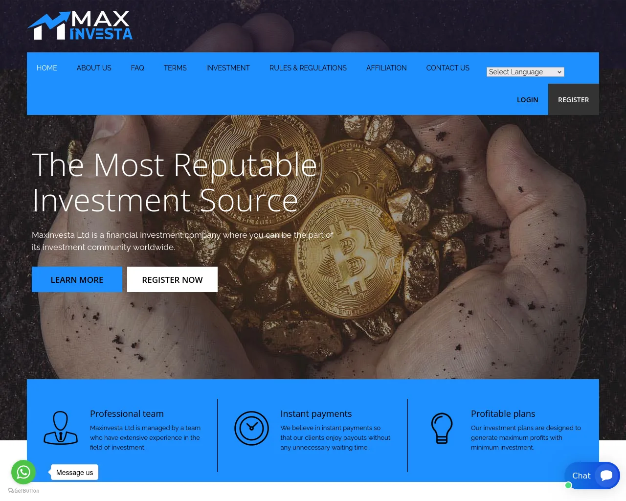 Screenshot of maxinvesta.com