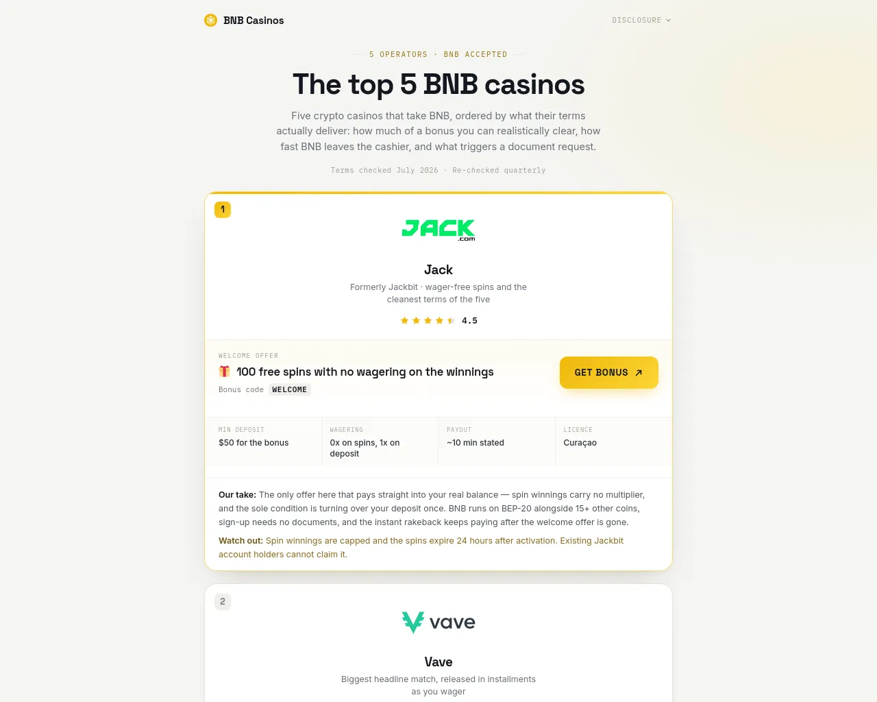 Screenshot of bnb-casinos.net