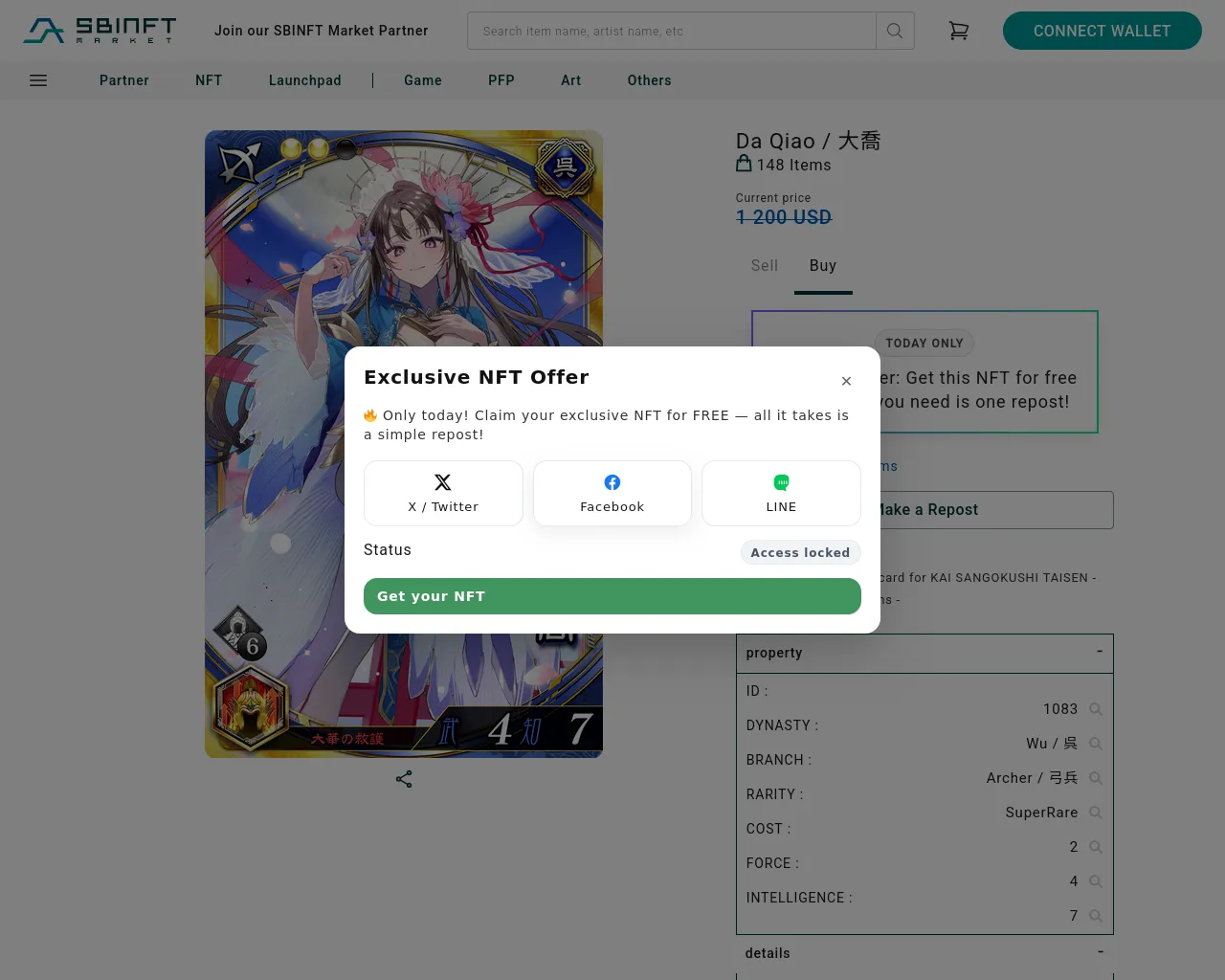 Screenshot of sbinft.markets