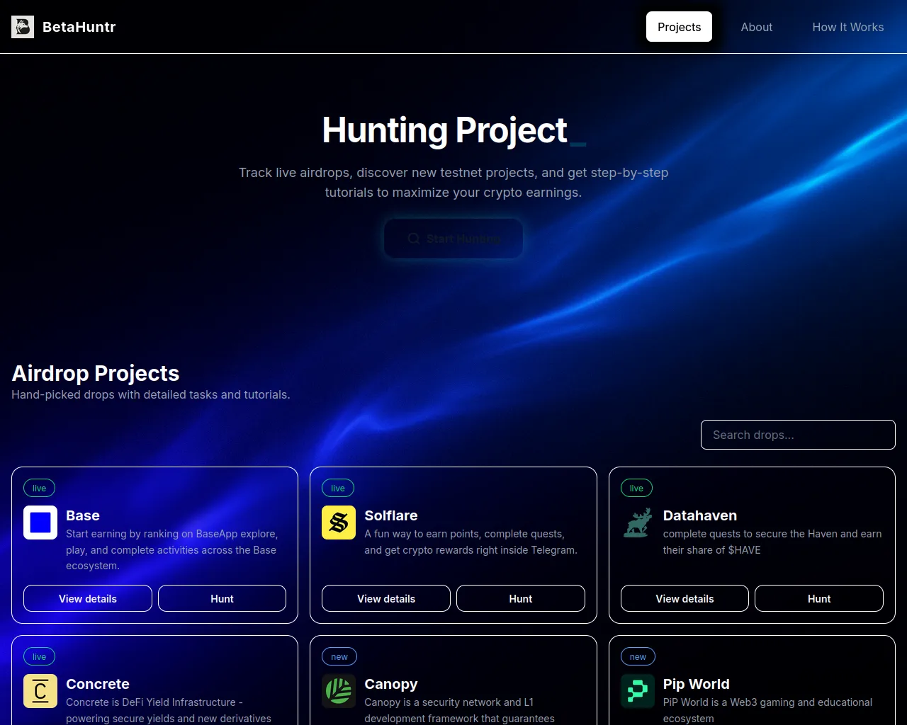 Screenshot of betahuntr.com