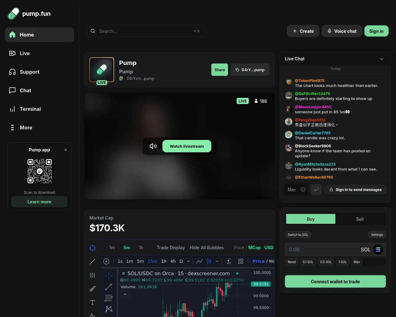 Screenshot of watchpumpfun.live