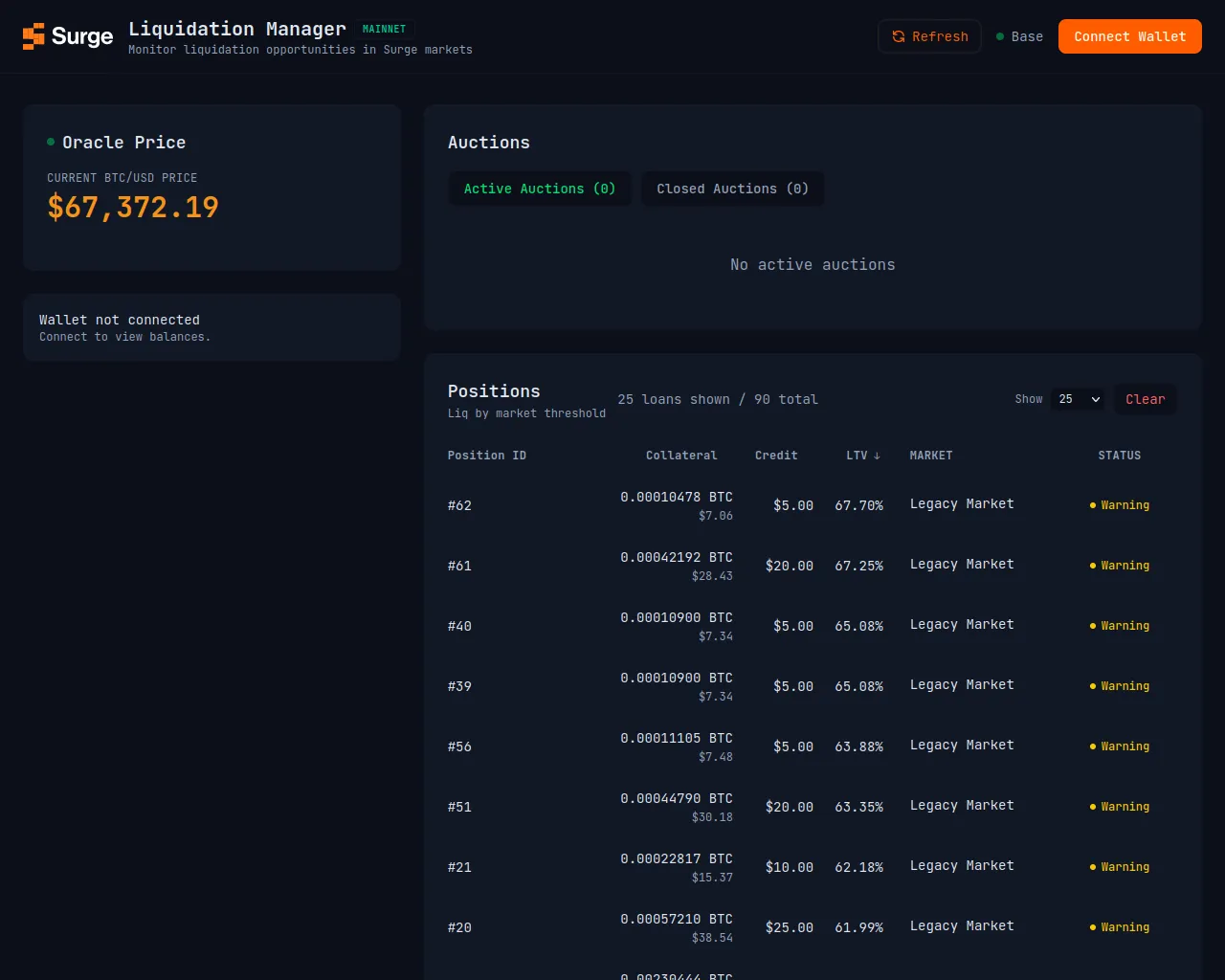 Screenshot of positions.surge.dev