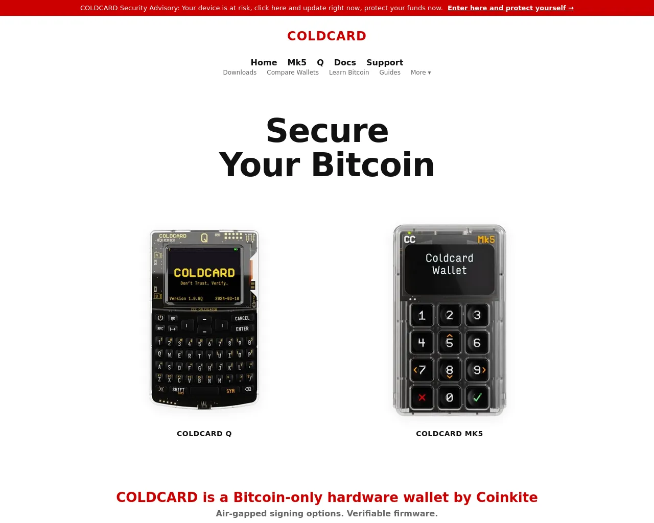 Screenshot of coldcard.online